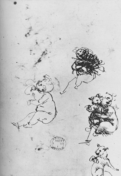 子供と猫の研究、1478-1481 1945 作： Leonardo da Vinci