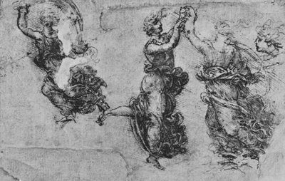 ダンシングニンフの研究、c1480 1945 作： Leonardo da Vinci