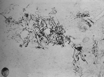 騎手戦闘と足兵の研究、c1480 1945 作： Leonardo da Vinci
