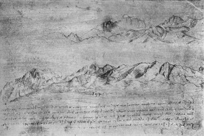 山脈の研究、c1480 1945 作： Leonardo da Vinci