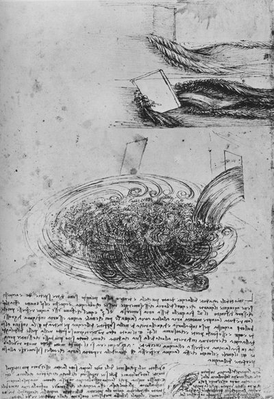 水の形成の研究、c1480 1945 作： Leonardo da Vinci
