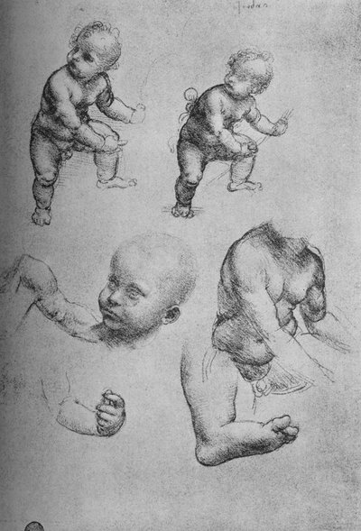 子供と子供の部分の研究、c1480 1945 作： Leonardo da Vinci