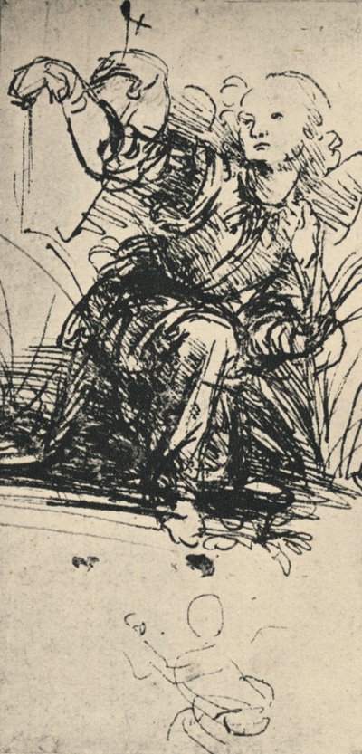ひざまずく天使の研究、c1467-1519 1945 作： Leonardo da Vinci