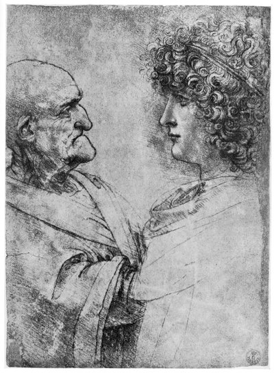 頭の研究、c1500 1954 作： Leonardo da Vinci