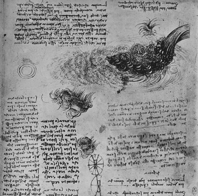 運動中の水の形成に関する研究、c1480 1945 作： Leonardo da Vinci