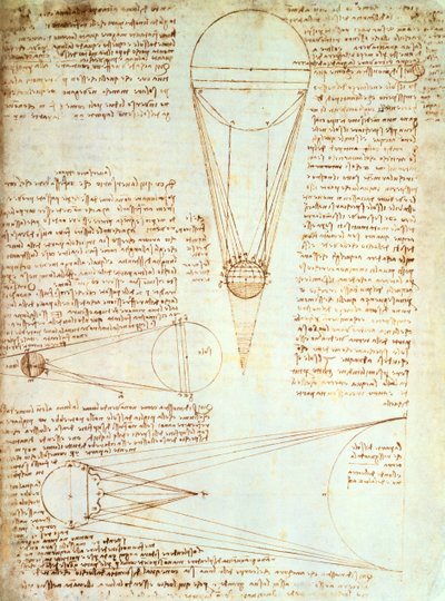 月のイルミネーションの研究、以下。 1xコーデックスレスター、c.1506-08 作： Leonardo da Vinci