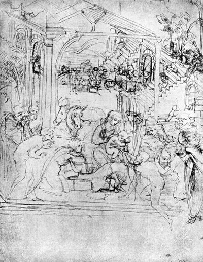 賢者の崇拝に関する研究、15世紀1930年。 作： Leonardo da Vinci