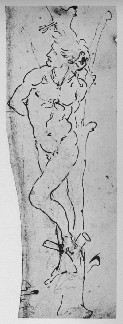 聖セバスチャンのための研究、c1480 1945 作： Leonardo da Vinci