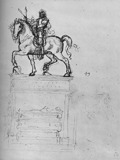 馬術記念碑の研究、c1480 1945 作： Leonardo da Vinci