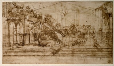 マギの崇拝のための習作（鉛筆画 作： Leonardo da Vinci