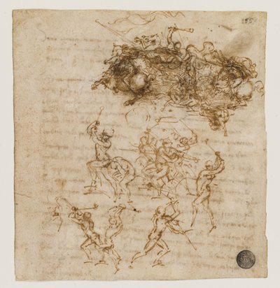 アンギアリの戦いの研究、およそ1503-1504年。 作： Leonardo da Vinci