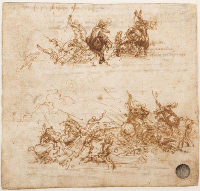 アンギアリの戦いの研究、およそ1503-1504年。 作： Leonardo da Vinci
