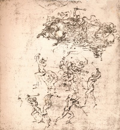 アンギアリの戦いの漫画の研究、c1472-c1505 1883 作： Leonardo da Vinci