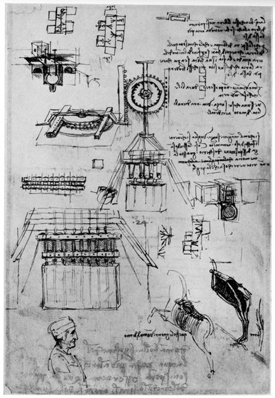 スフォルツァ記念碑の鋳造に関する研究、c1493 1954 作： Leonardo da Vinci