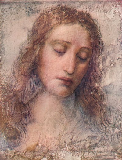 最後の晩餐のためのキリストの頭のための研究、c1495、1911 作： Leonardo da Vinci