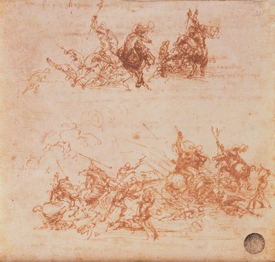 戦闘および歩兵の騎手に関する研究、1503 作： Leonardo da Vinci