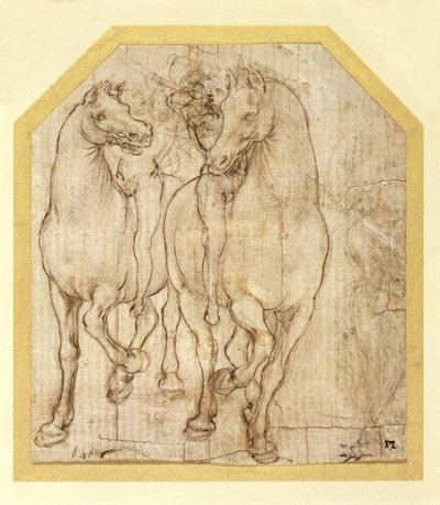 馬とライダーの研究、1480年頃（紙のメタルポイント） 作： Leonardo da Vinci