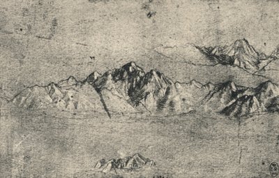 山脈の研究、c1480 1945 作： Leonardo da Vinci