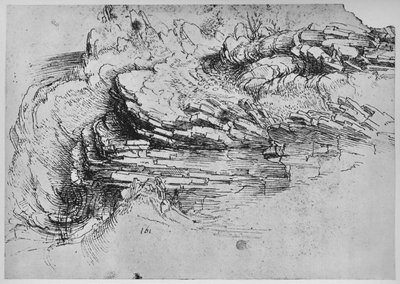 岩層の研究、c1480 1945 作： Leonardo da Vinci