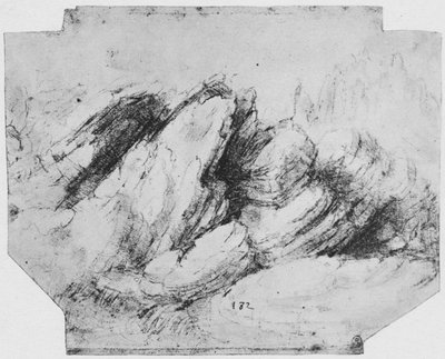 岩層の研究、c1480 1945 作： Leonardo da Vinci