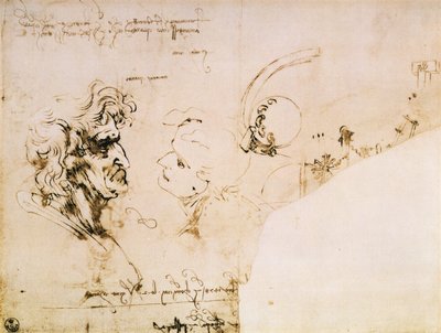プロファイルの2つのヘッドの研究と機械の研究 作： Leonardo da Vinci