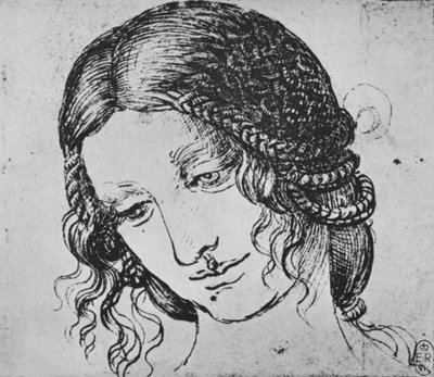梨花の編んだ髪の研究、c1480 1945 作： Leonardo da Vinci