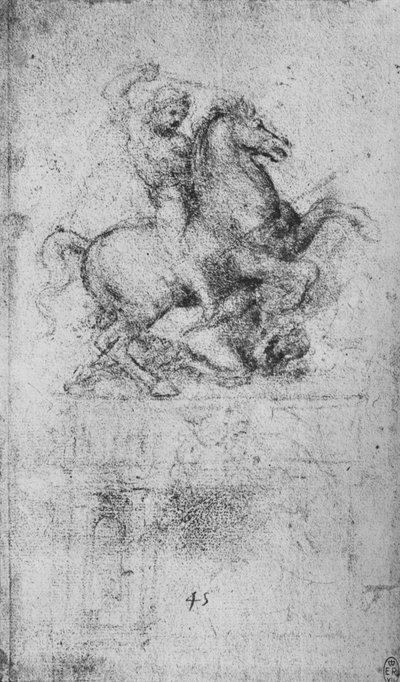 乗馬記念碑の研究、c1480 1945 作： Leonardo da Vinci