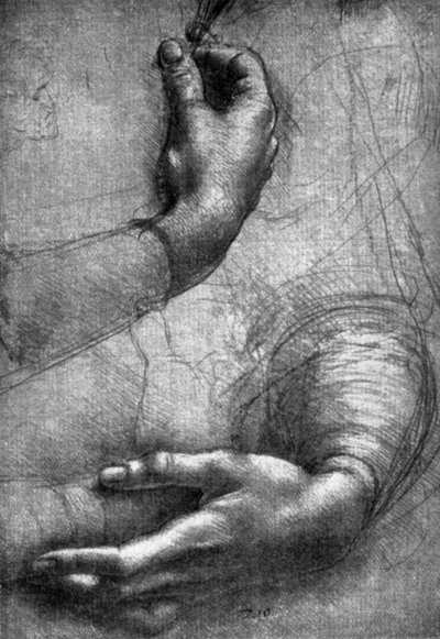 手の研究、15世紀1930年。 作： Leonardo da Vinci