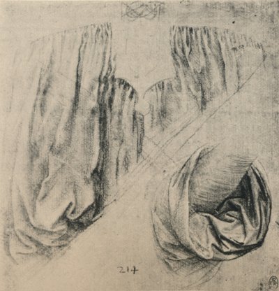 ドレスと袖の正面の研究、c1480 1945 作： Leonardo da Vinci
