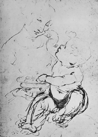 フルーツボウルとマドンナと子供、1478 1945 作： Leonardo da Vinci