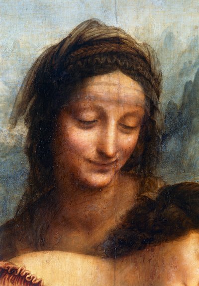 聖アンナの顔（「聖アンナを抱く聖母子」からのディテール 作： Leonardo da Vinci