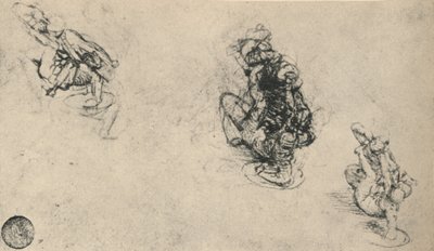 敵を倒した男の3つの研究、c1480 1945 作： Leonardo da Vinci