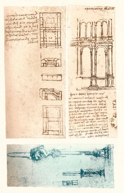 3つの建築図面、c1472-c1519 1883 作： Leonardo da Vinci