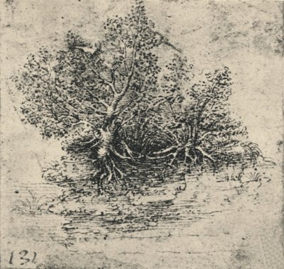 川のほとりの2本の木、c1480 1945 作： Leonardo da Vinci