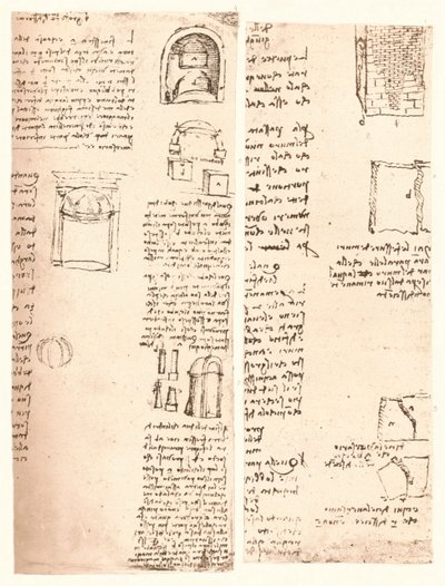 2つの建築図面、c1472-c1519 1883 作： Leonardo da Vinci