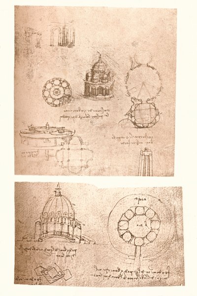 2つの建築図面、c1472-c1519 1883 作： Leonardo da Vinci