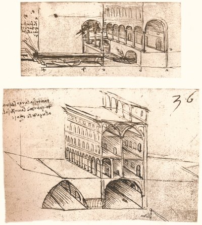 町の運河に関する2つの計画、c1472-c1519 1883 作： Leonardo da Vinci