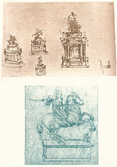 スフォルツァ記念碑のための2つの準備研究、c1482-c1499 1883 作： Leonardo da Vinci