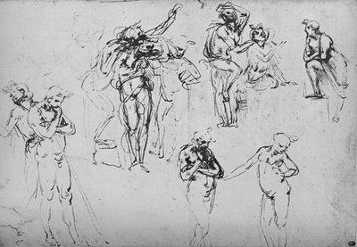 さまざまなグループと単一の数字、c1480 1945 作： Leonardo da Vinci
