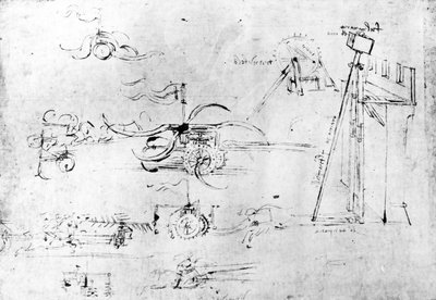 武器のデザイン、以下。 40v-a（紙にペンとインク） 作： Leonardo da Vinci