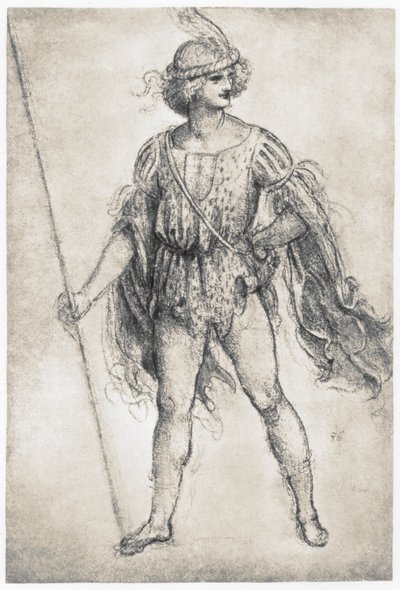 仮面舞踏会の衣装の青年、1506-1507 作： Leonardo da Vinci