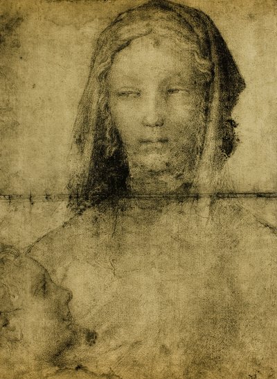 処女のための研究;レオナルド学校からの描画。ルーブル美術館、パリ 作： Leonardo da school of Vinci