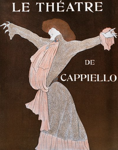 女優サラ・ベルナール（1844-1923）、レオネット・カッピエーロ（1875-1942）のイラスト、フランスの雑誌『Le Theatre』1903年4月号より 作： Leonetto Cappiello
