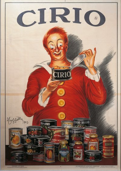 Leonetto Cappiello（1875-1942）による保存食「Cirio」の広告、イラスト 作： Leonetto Cappiello