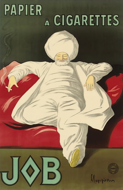 ティッシュペーパー・ジョブの広告ポスター（1930年頃）。 作： Leonetto Cappiello