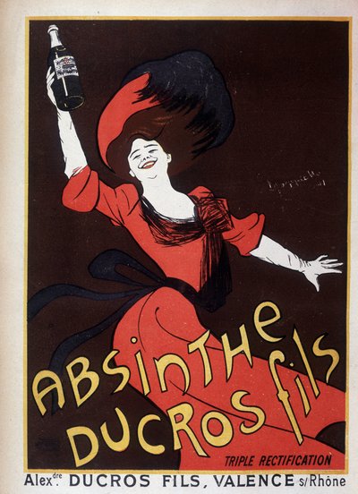 ヨモギDucrosの広告（ボトルを振る女性 作： Leonetto Cappiello