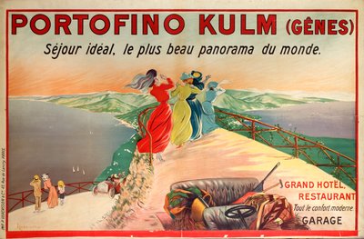 イタリア、カモッリのポルトフィーノ・クルム・ホテルの広告ポスター（20世紀 作： Leonetto Cappiello
