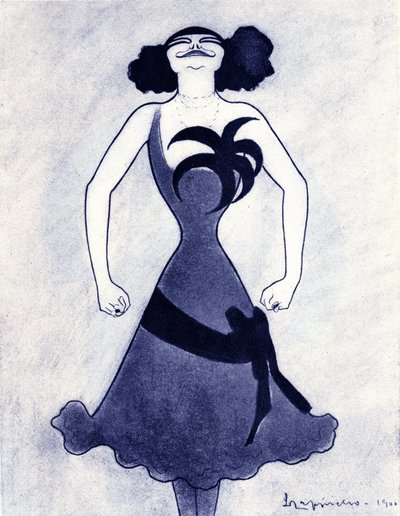 極地の喜劇役者と歌手（エミリー・マリー・ブショー）（1874-1939）の漫画 レオネット・カッピエッロ（1875-1942）作画 1900年 作： Leonetto Cappiello
