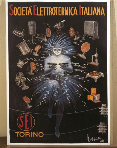 Leonetto Cappielloによるカラーリトグラフ、SEI, Electroheat Italian Companyの広告ポスター 作： Leonetto Cappiello