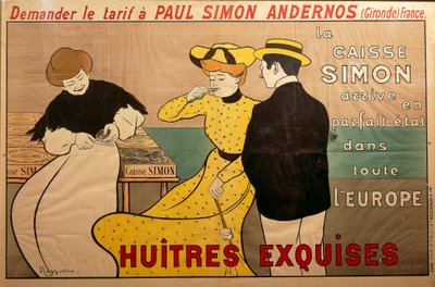 牡蠣商人ポール・サイモンの「Huitres exquises」（絶妙な牡蠣）ポスター 作： Leonetto Cappiello